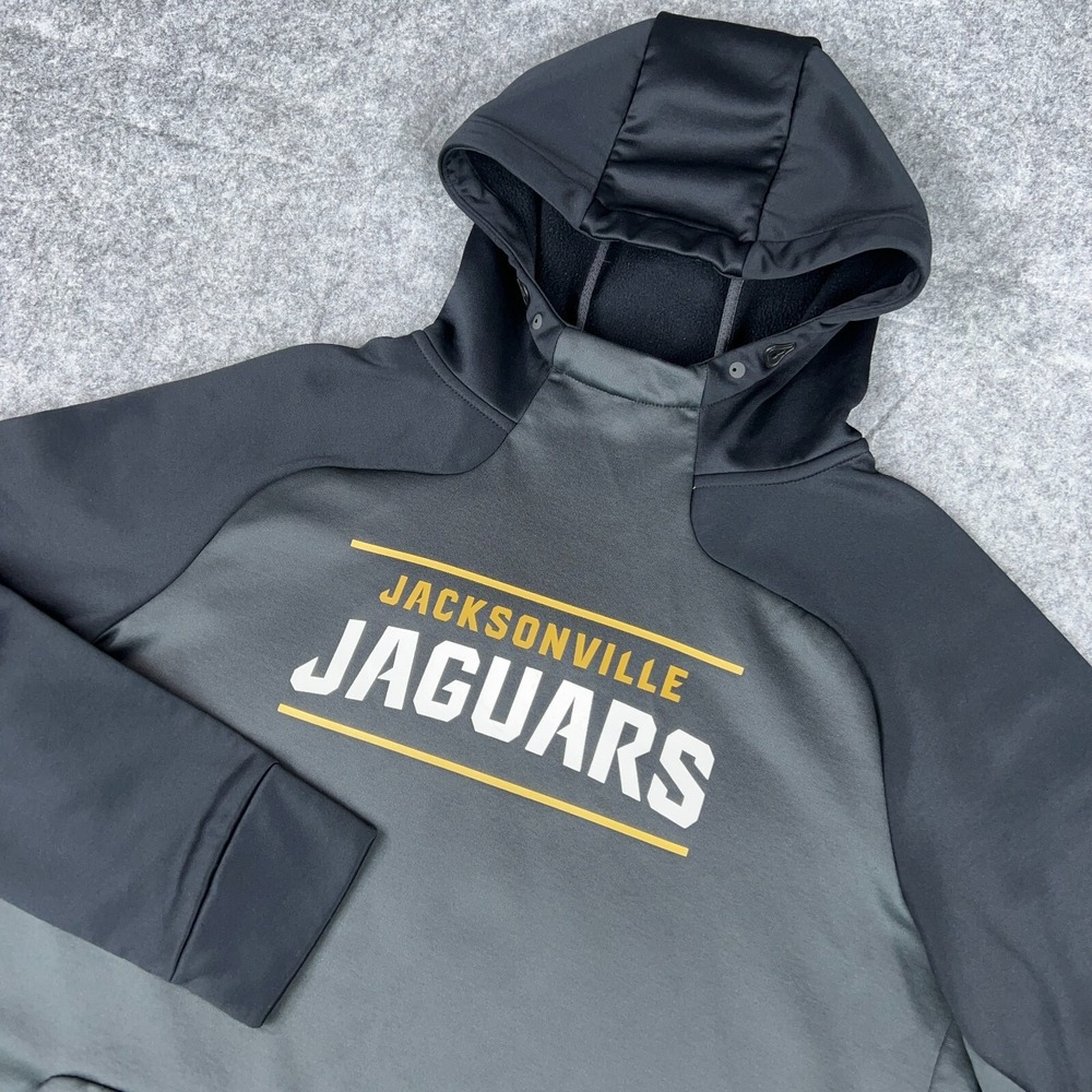Jacksonville Jaguars Hoodie Mens Medium Gray Nike Therma Fit On Field Sweatshirt